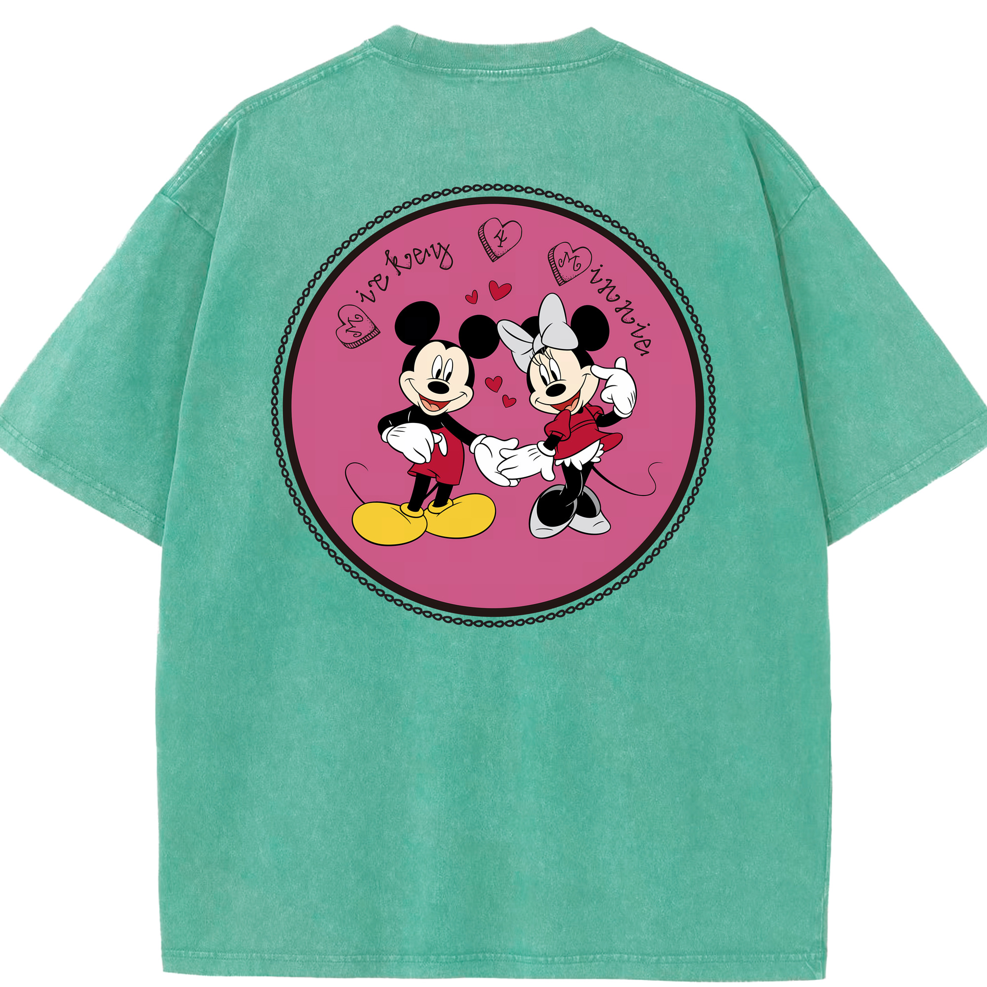（画像用） ミッキーマウス Mickey Mouse 綿100% ヴィンテージ風 半袖Tシャツ（背面プリント）